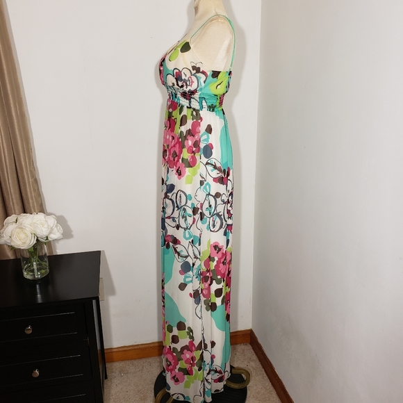 Mitto turquoise & pink maxi dress size Small - Picture 6 of 6